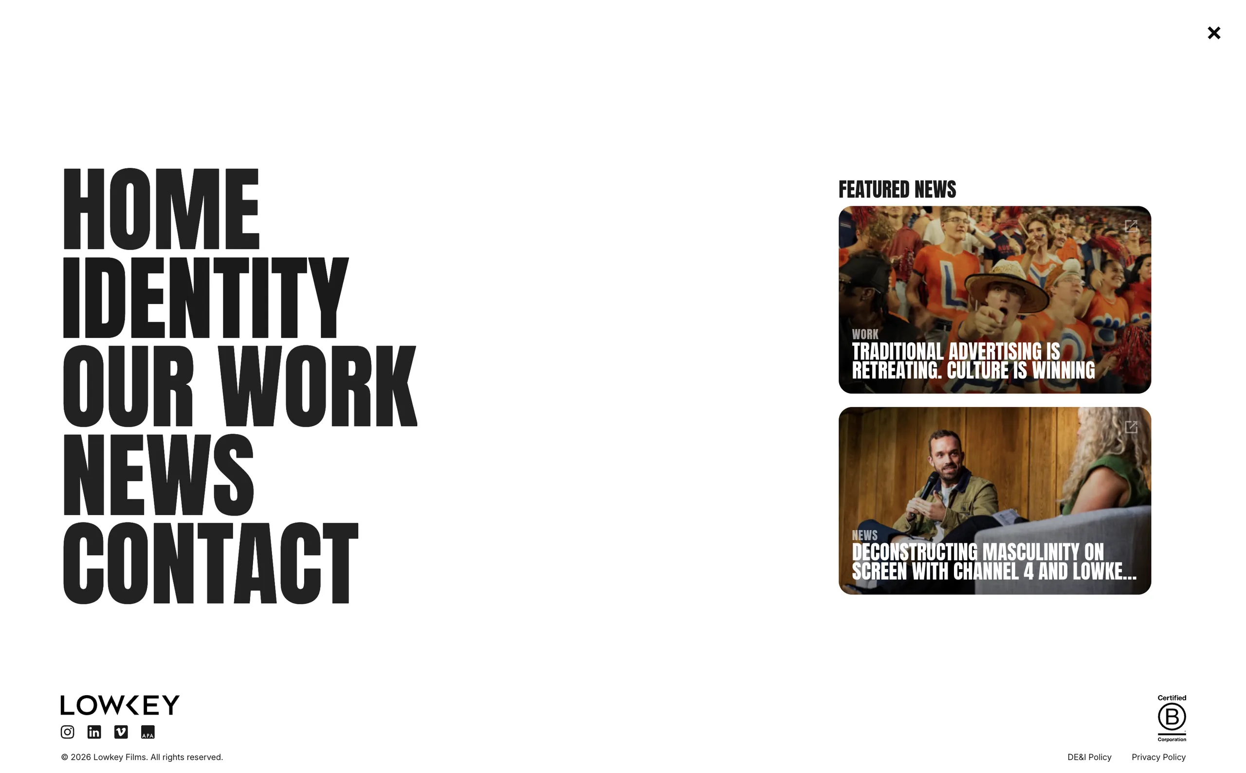 Lowkey Films website by Sam Hills - Custom Webflow Development